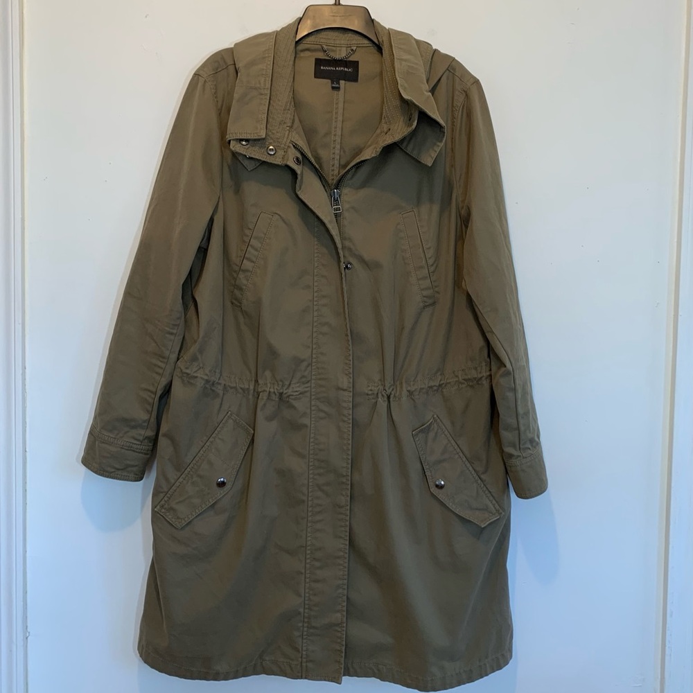 Banana Republic Oversized Military Parka Barn Jacket Women Large - Picture 2 of 12